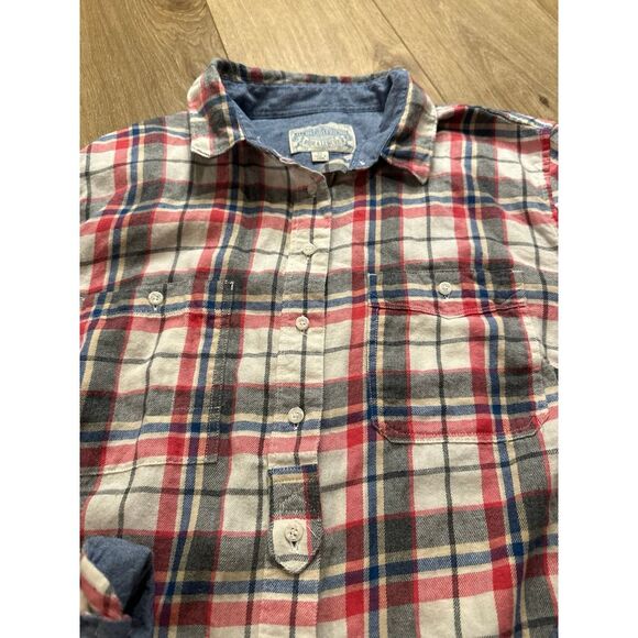 Jachs Girlfriend Flannel Shirt Roll Tab Sleeve Cotton Colorful Soft XL - Picture 3 of 9